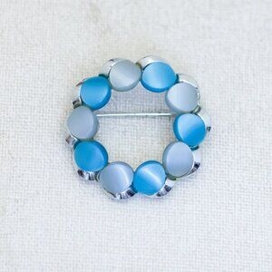 Vintage Blue Beads Unique Art Deco Brooch - T23